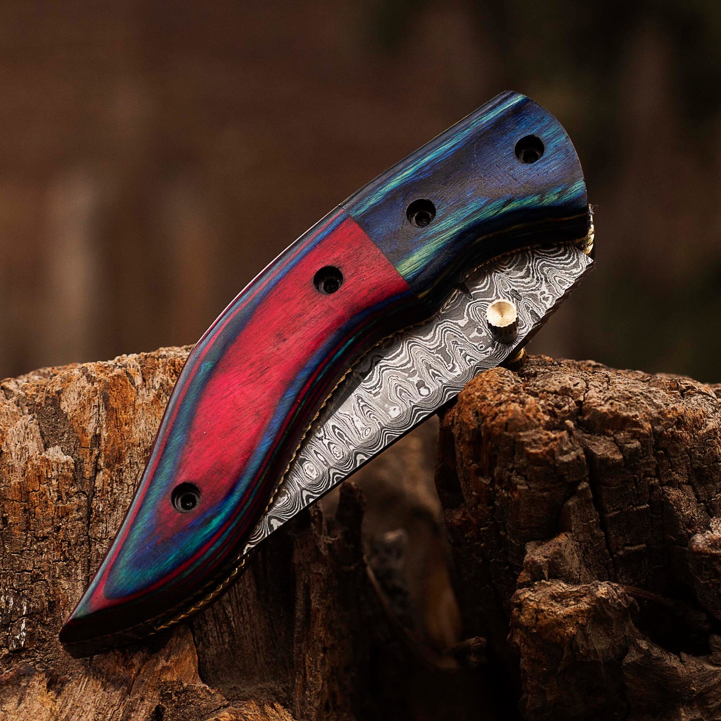 Damascus Steel Folding Knife, Handmade Damascus Pocket Knife, Groomsman Gift, Anniversary Wedding Gift, Birthday Gift, Personalized Gift USA