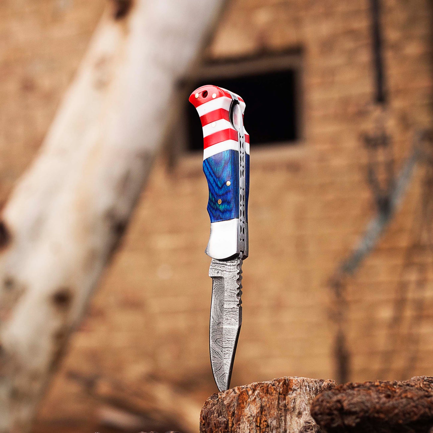 Damascus Pocket knife, Folding blade, Every Day Carry Knife , Damascus Folder, Best Gift For Him, USA Flag Handle Knife, American Flag Handle Pocket / Folding Knives Handmade Knife for Men USA