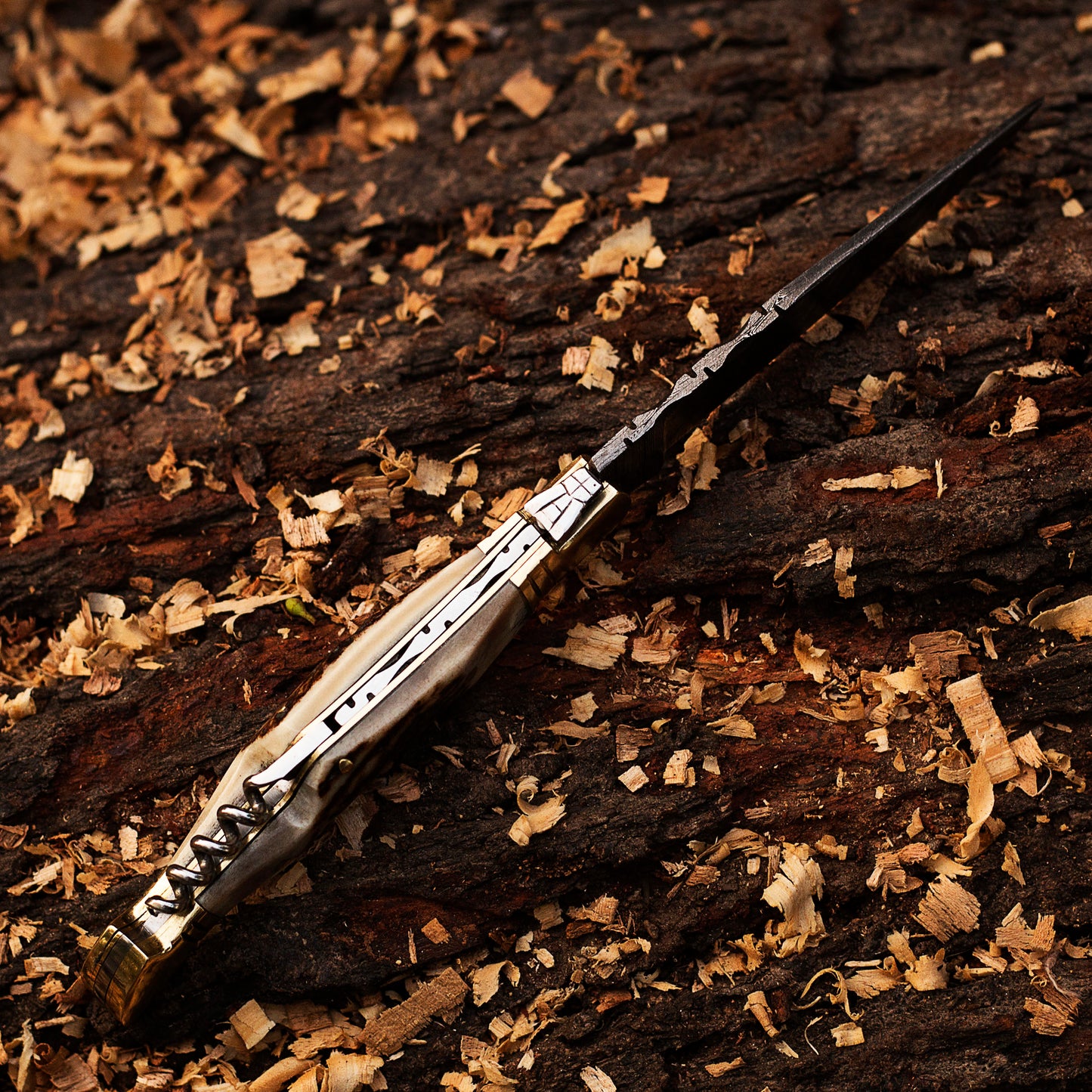 Handmade Damascus Steel Folding Knife, Hand Forged Pocket Knife, Everyday Carry Knife, Antler Handle, Gift For Him, Gift For Her USA