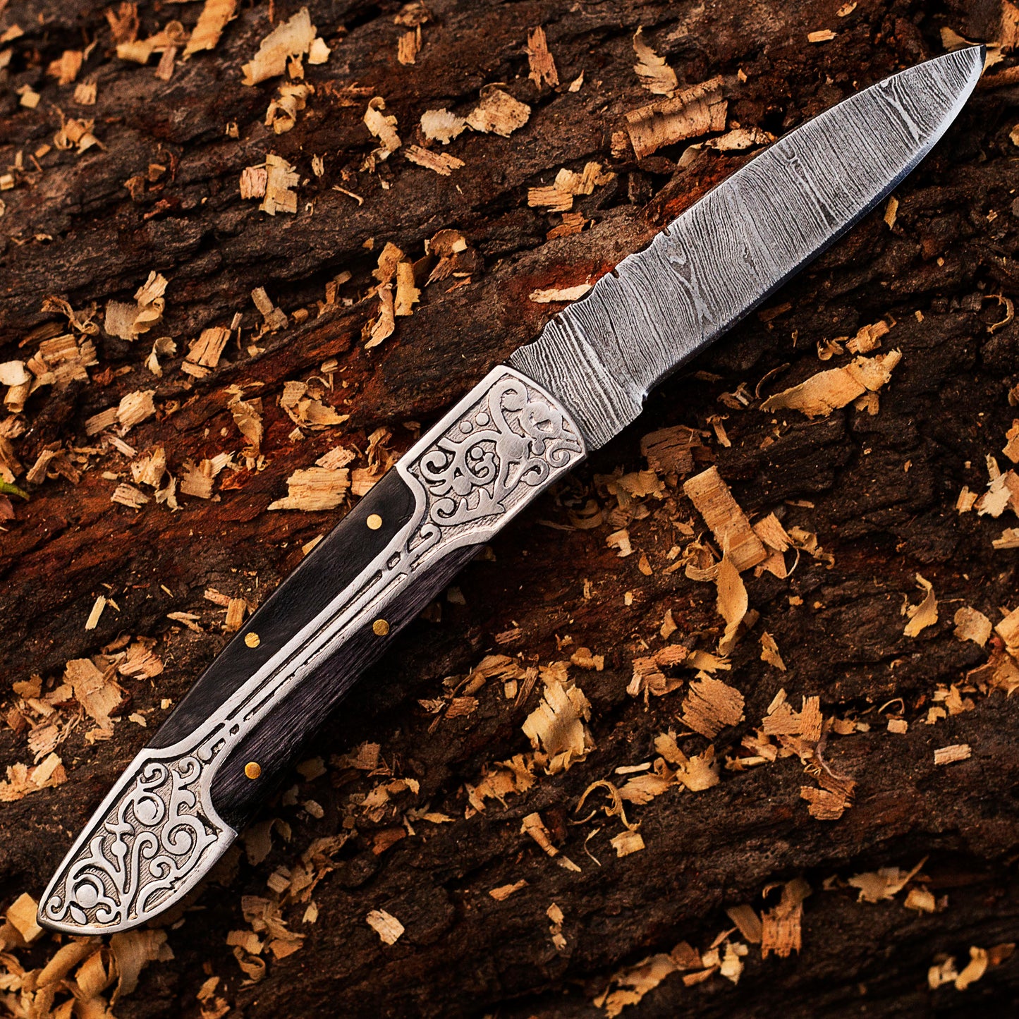 Damascus Pocket knife, Folding Knife, Every Day Carry Knife , Damascus Knives, Best Gift For Him, Engraved Handle Handmade Knife for Men USA