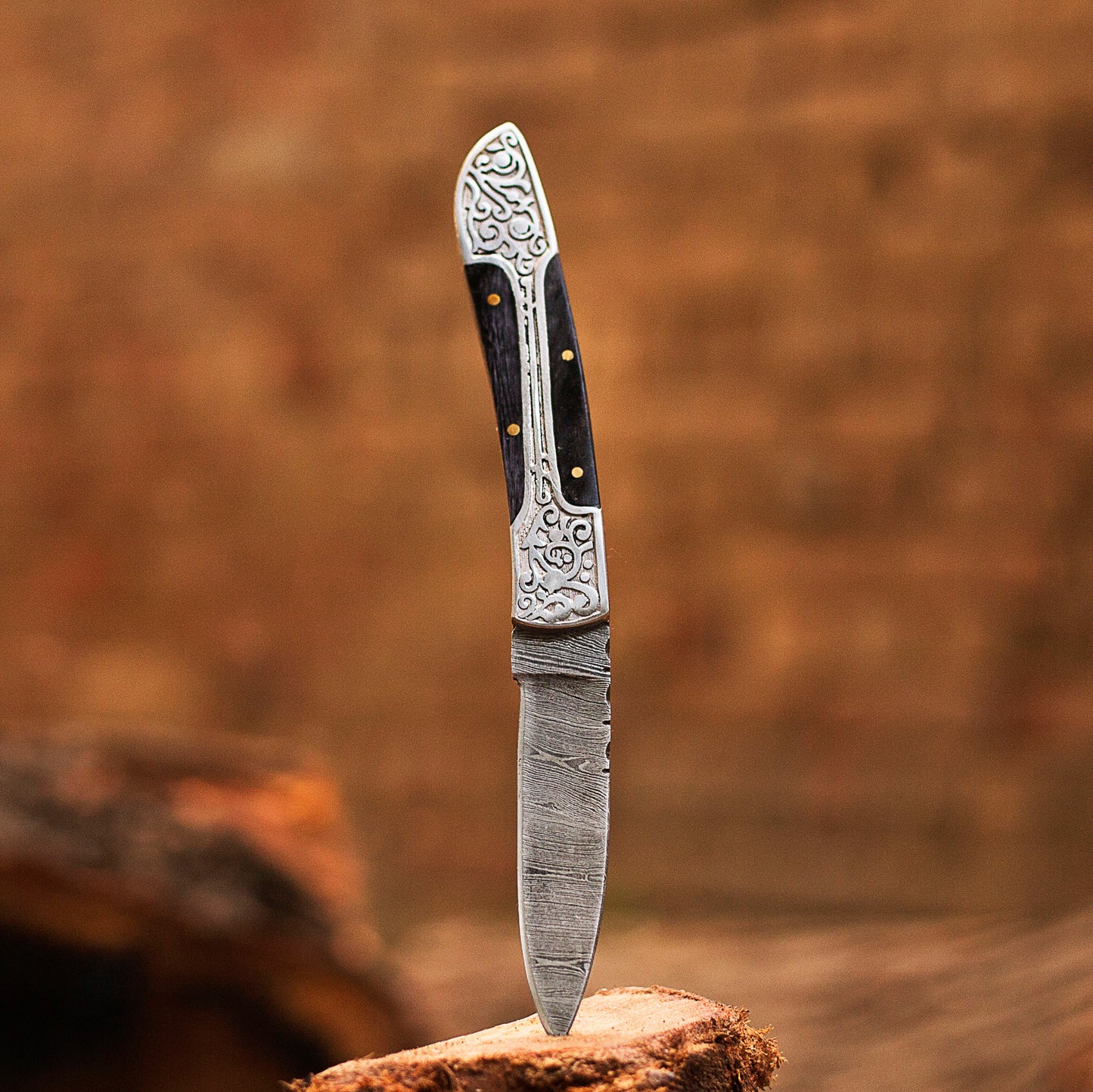 Damascus Pocket knife, Folding Knife, Every Day Carry Knife , Damascus Knives, Best Gift For Him, Engraved Handle Handmade Knife for Men USA