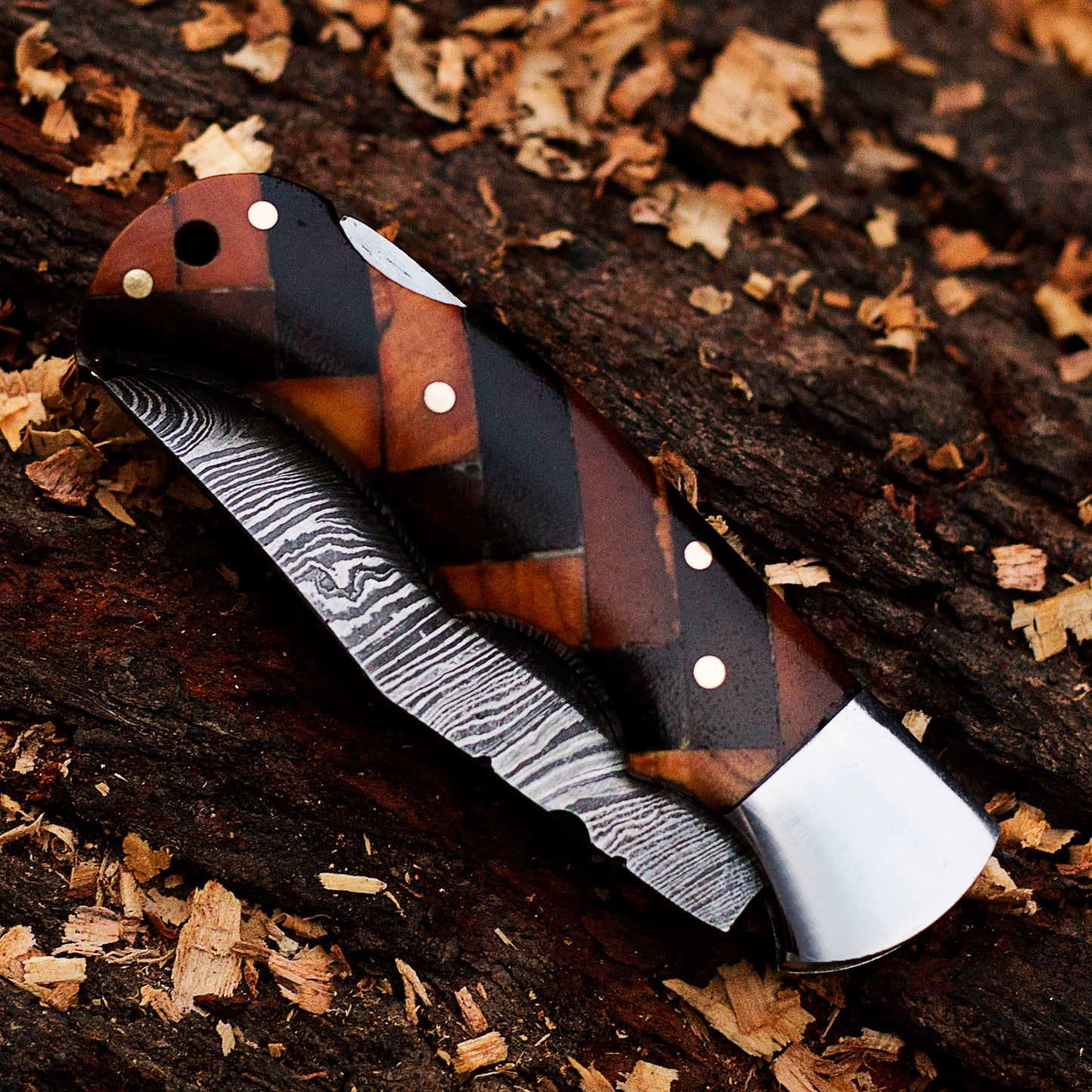 Personalized Damascus Pocket Folding Knife 6.5", Camping Hiking Damascus Pocket Knife, Groomsmen Gift, Gift for Husband, Gift for Him