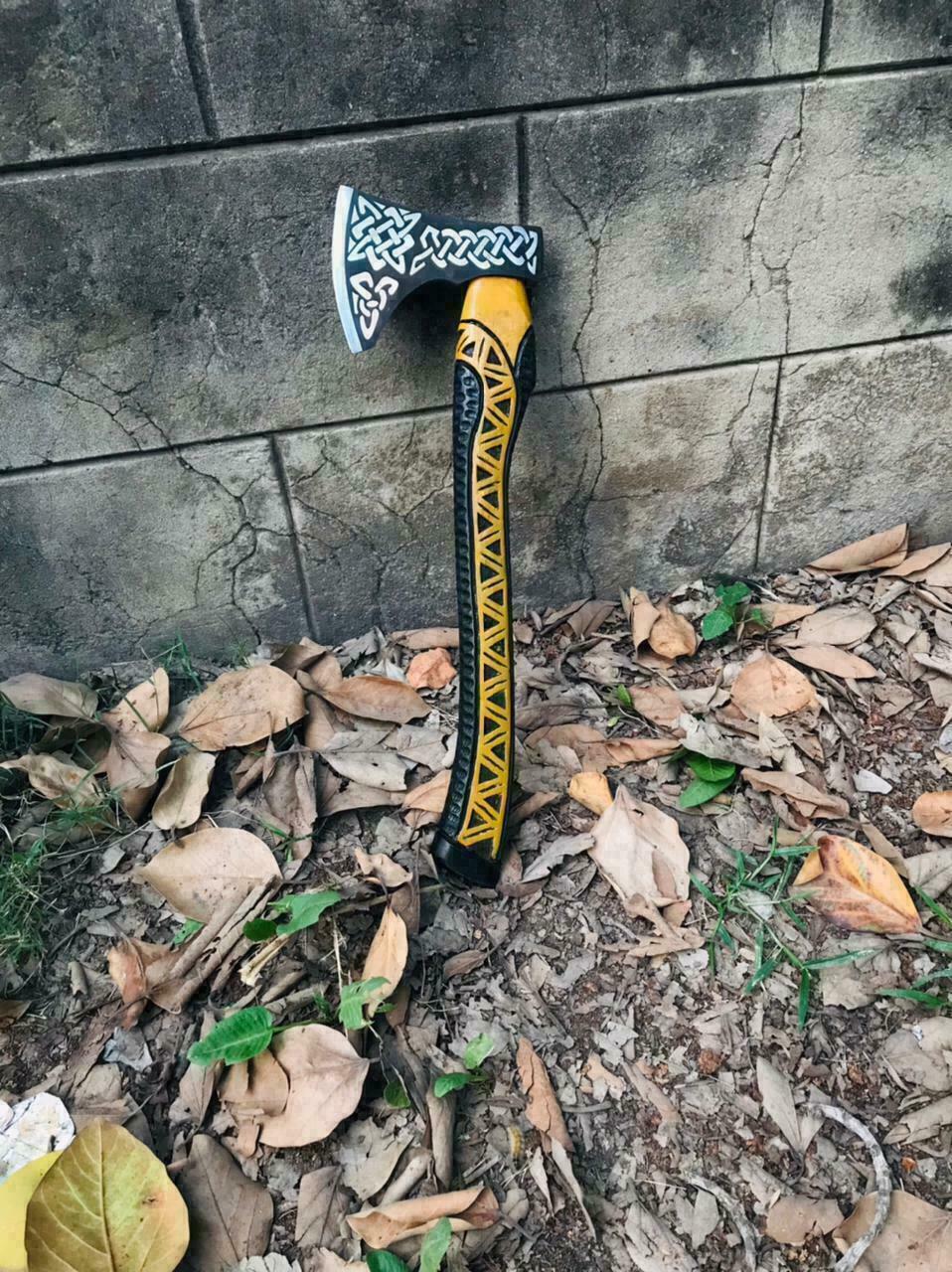 Custom Gift Viking Axe, Hatchet, Hand Forged Carbon Steel Viking Axe With Ash Wood Shaft, Viking Bearded Axe, Battle Axe, Best Gift
