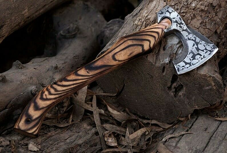 Custom Handmade Viking Gift Forged Carbon steel Axe with Ash Wood handle, Viking axe with sheath Best Birthday Anniversary gift for him