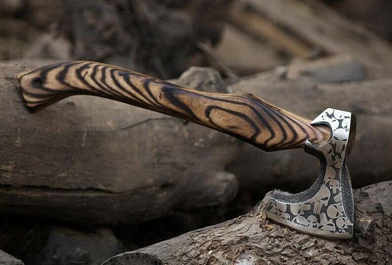 Custom Handmade Viking Gift Forged Carbon steel Axe with Ash Wood handle, Viking axe with sheath Best Birthday Anniversary gift for him