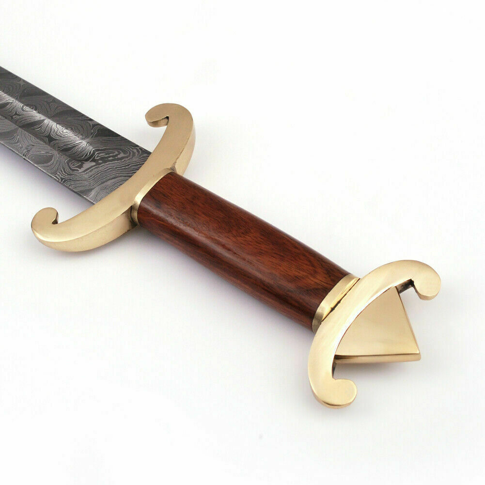 Custom Handmade Damascus Steel 36 Inches Double Edge Viking Functional Sword Battle Ready With Leather Sheath ,Gift for Him ,Birthday Gift
