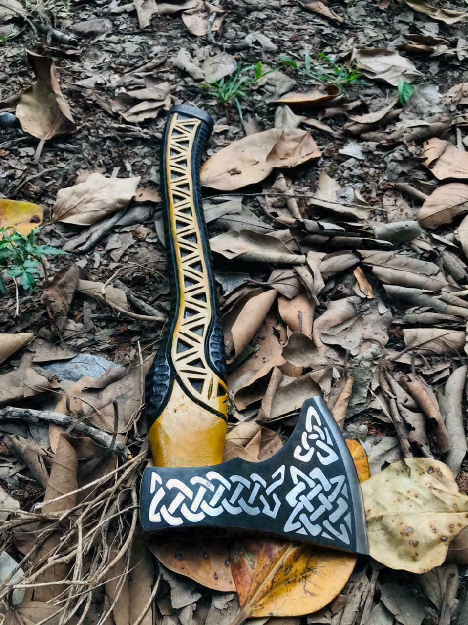 Custom Gift Viking Axe, Hatchet, Hand Forged Carbon Steel Viking Axe With Ash Wood Shaft, Viking Bearded Axe, Battle Axe, Best Gift