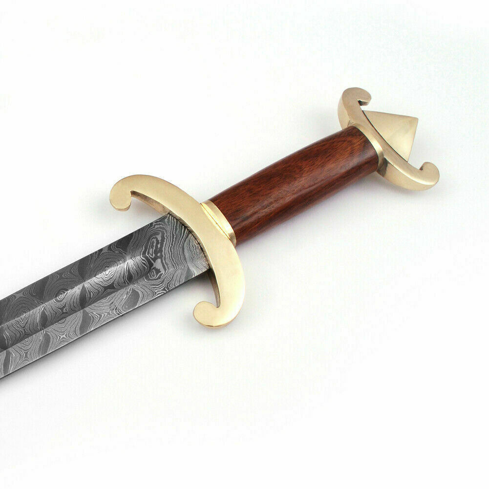 Custom Handmade Damascus Steel 36 Inches Double Edge Viking Functional Sword Battle Ready With Leather Sheath ,Gift for Him ,Birthday Gift