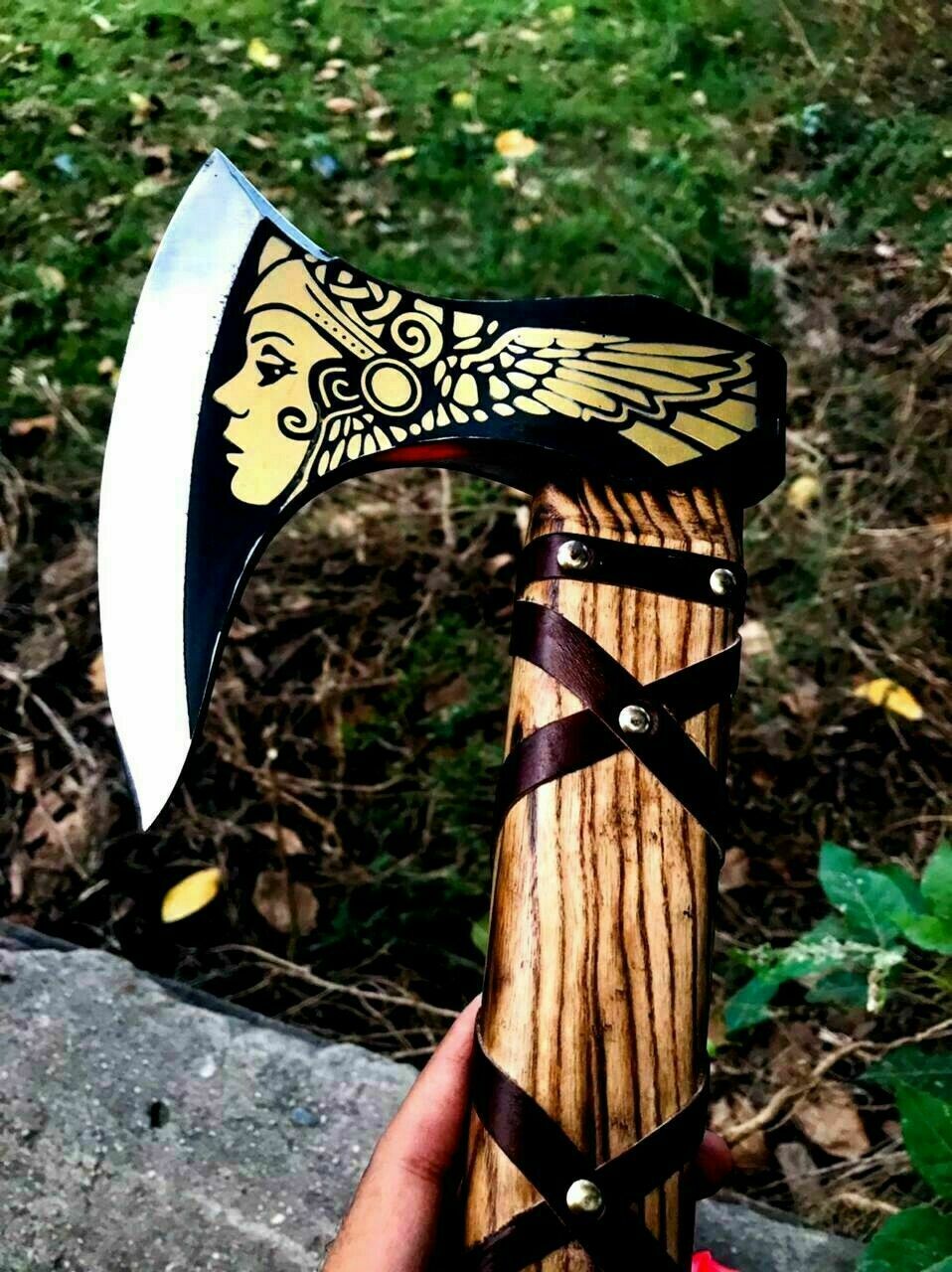 Custom Gift Viking Axe, Hatchet, Hand Forged Carbon Steel Viking Axe With Burl Ash Wood Shaft, Viking Bearded Axe, Battle Axe, Best Gift