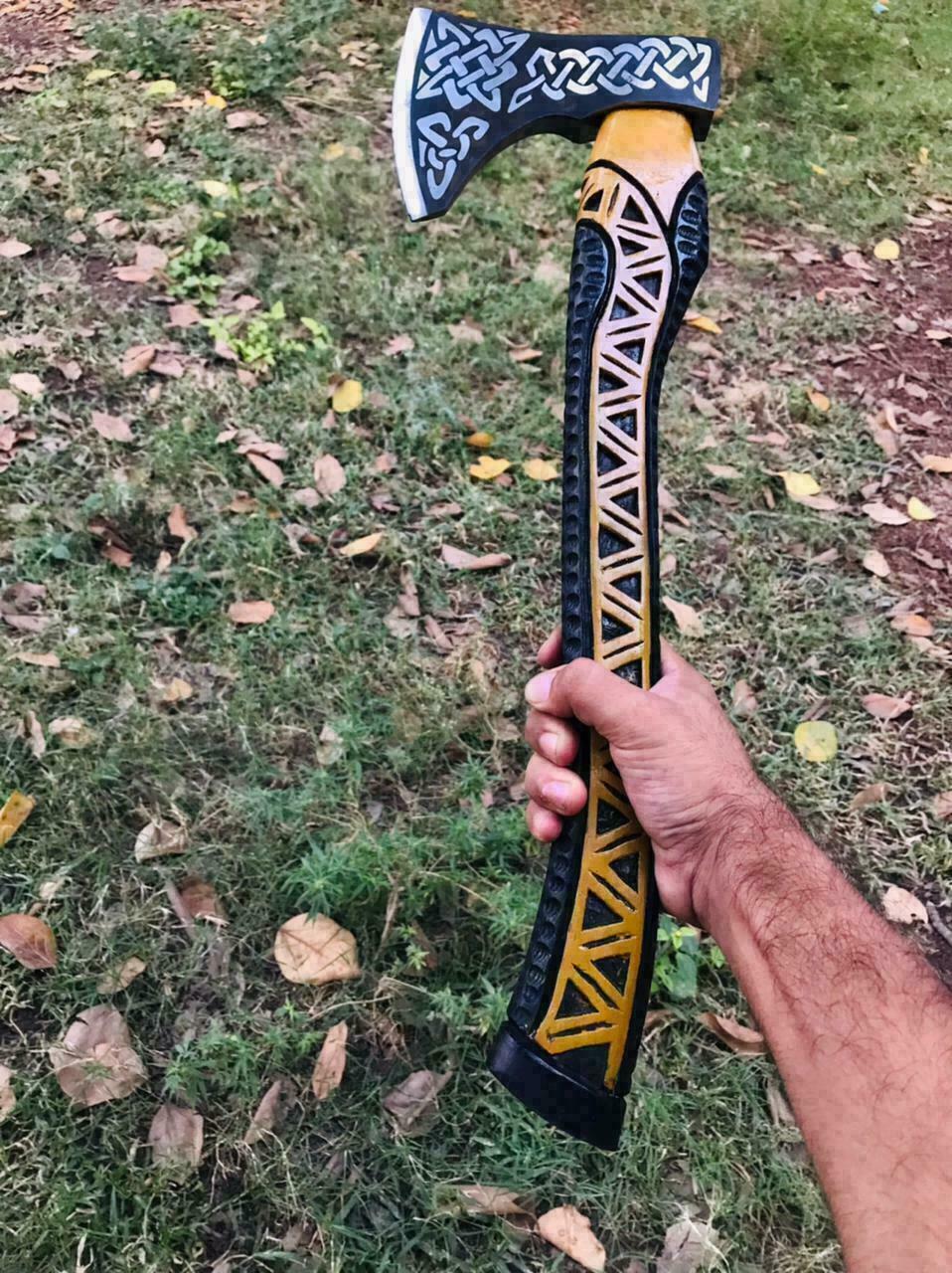Custom Gift Viking Axe, Hatchet, Hand Forged Carbon Steel Viking Axe With Ash Wood Shaft, Viking Bearded Axe, Battle Axe, Best Gift