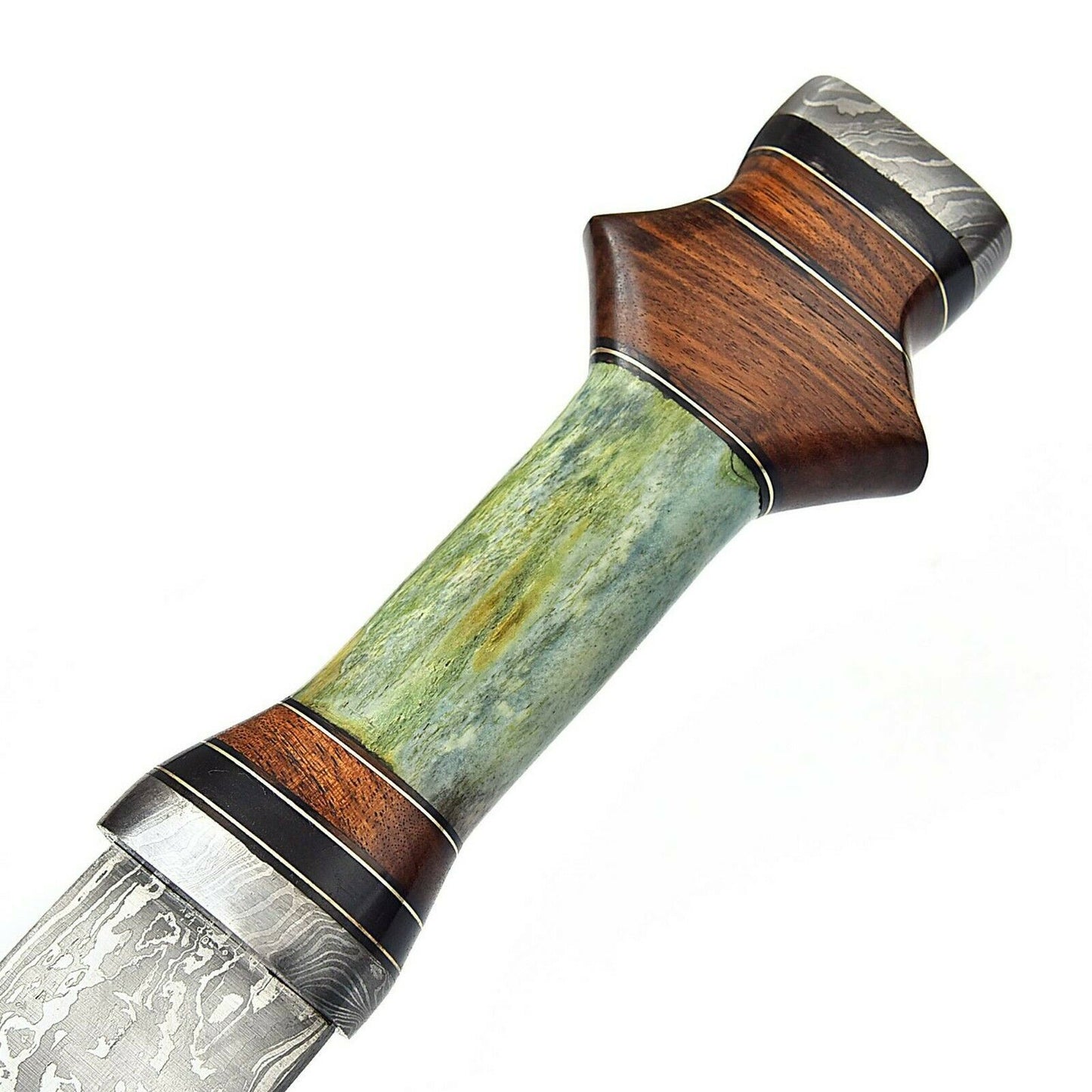 Custom Handmade Damascus Steel 34 Inches Double Edge Viking Functional Sword Battle Ready With Leather Sheath ,Gift for Him ,Birthday Gift