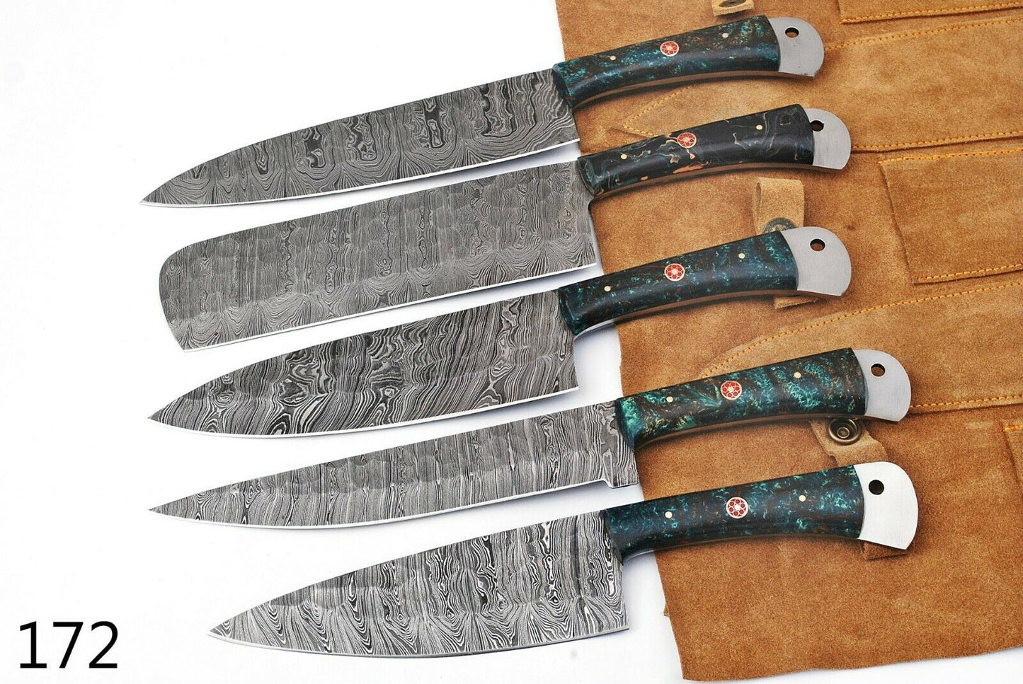 Custom Handmade Chef Knives Set / Kitchen Knives Set / 5Pcs Chef Set / Damascus Blades Chef Knives Set / BBQ Knives Set / Best gift item / Mother Day Gift / Professional Chef For Gift