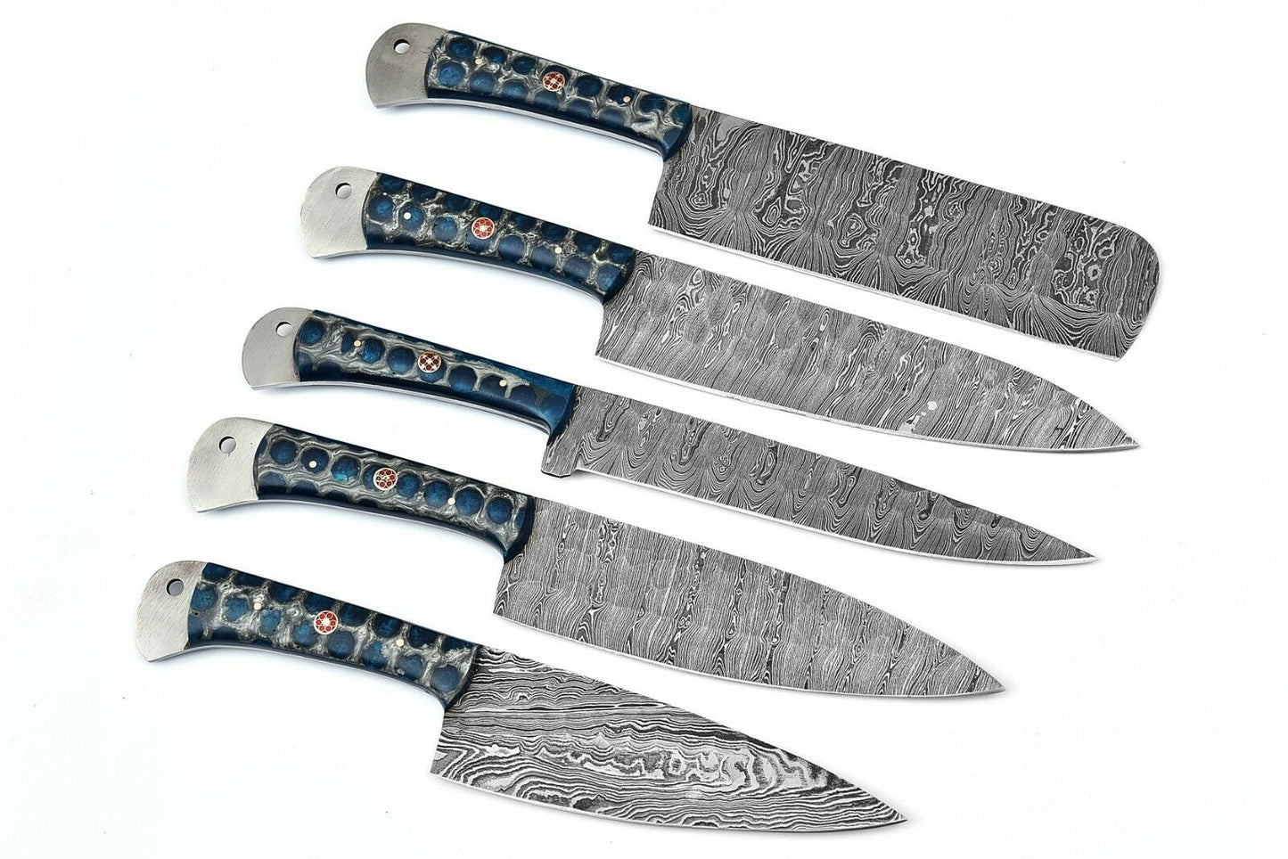 Custom Handmade Chef Knives Set / Kitchen Knives Set / 5Pcs Chef Set / Damascus Blades Chef Knives Set / BBQ Knives Set / Best gift item / Mother Day Gift / Professional Chef For Gift