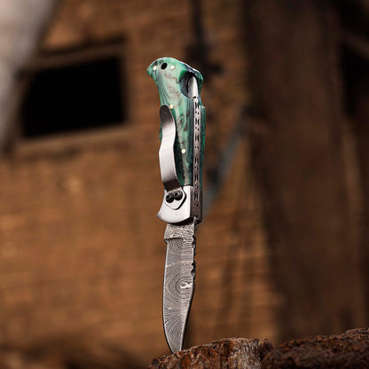 Personalized Handmade Damascus Pocket Clip Folding Knife 6.5", Camping Hiking Damascus Pocket Knife, Gift for Groomsmen, Gift for Men, USA