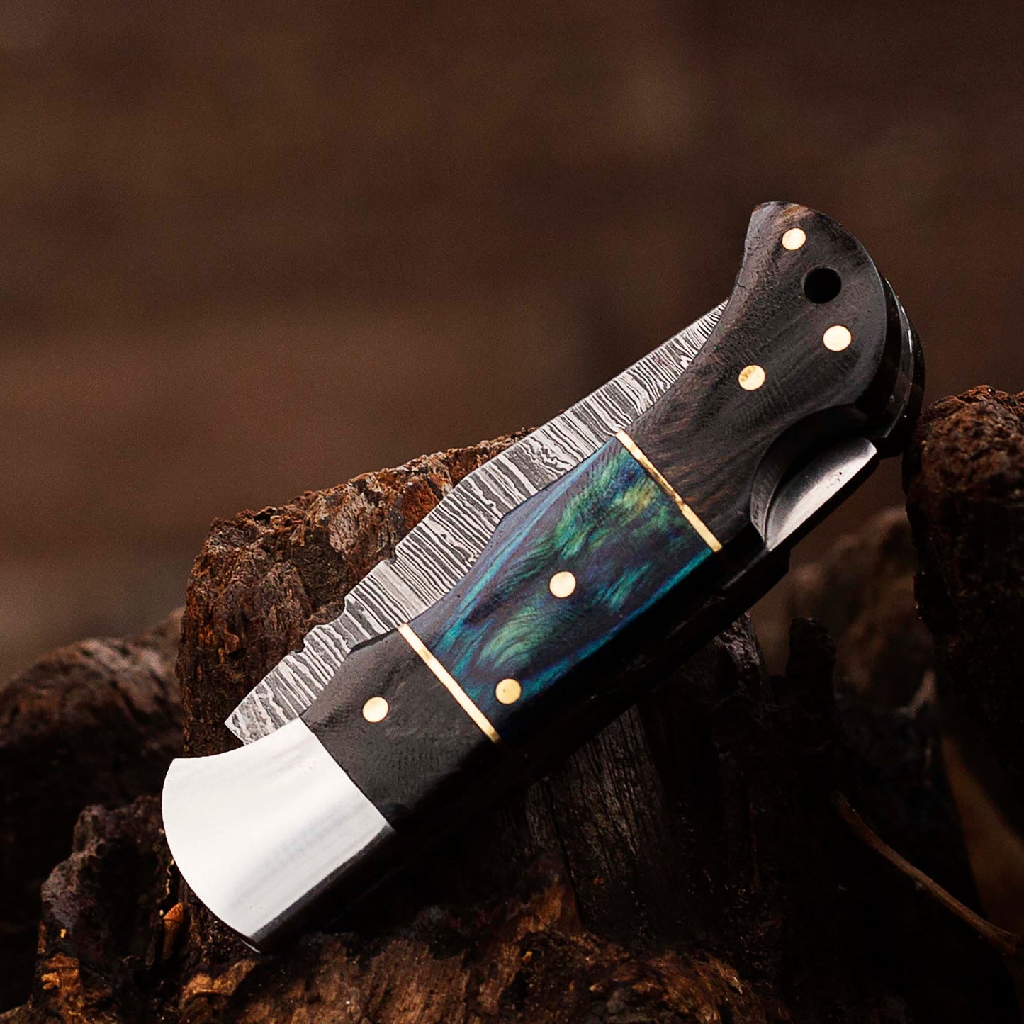 Personalized Damascus Pocket Folding Knife 6.5", Camping Hiking Damascus Pocket Knife, Groomsmen Gift, Gift for Husband, Gift for Him