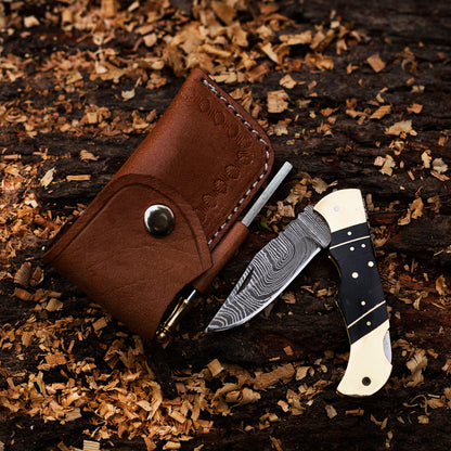 Personalized Handmade Damascus Pocket Folding Knife 6.5", Everyday Carry Damascus Knife, Gift for Groomsmen, Gift For Him, Gift for Men, USA