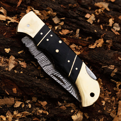 Personalized Handmade Damascus Pocket Folding Knife 6.5", Everyday Carry Damascus Knife, Gift for Groomsmen, Gift For Him, Gift for Men, USA