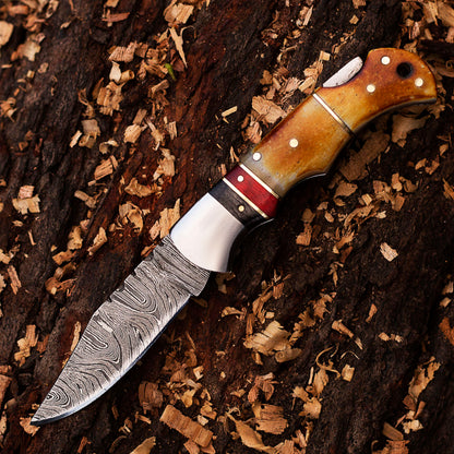 Personalized Handmade Damascus Pocket Folding Knife 6.5", Camping Hiking Damascus Pocket Knife, Gift for Groomsmen, Gift for Men, USA