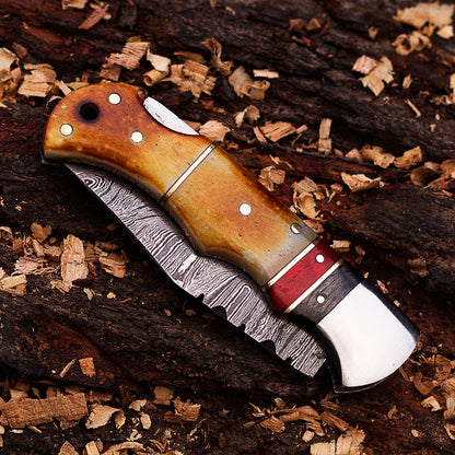 Personalized Handmade Damascus Pocket Folding Knife 6.5", Camping Hiking Damascus Pocket Knife, Gift for Groomsmen, Gift for Men, USA